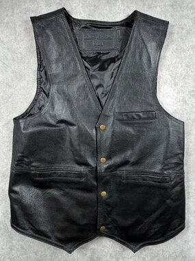 Roma Leather Men's Concealed Carry Biker Vest Black Leather M USA